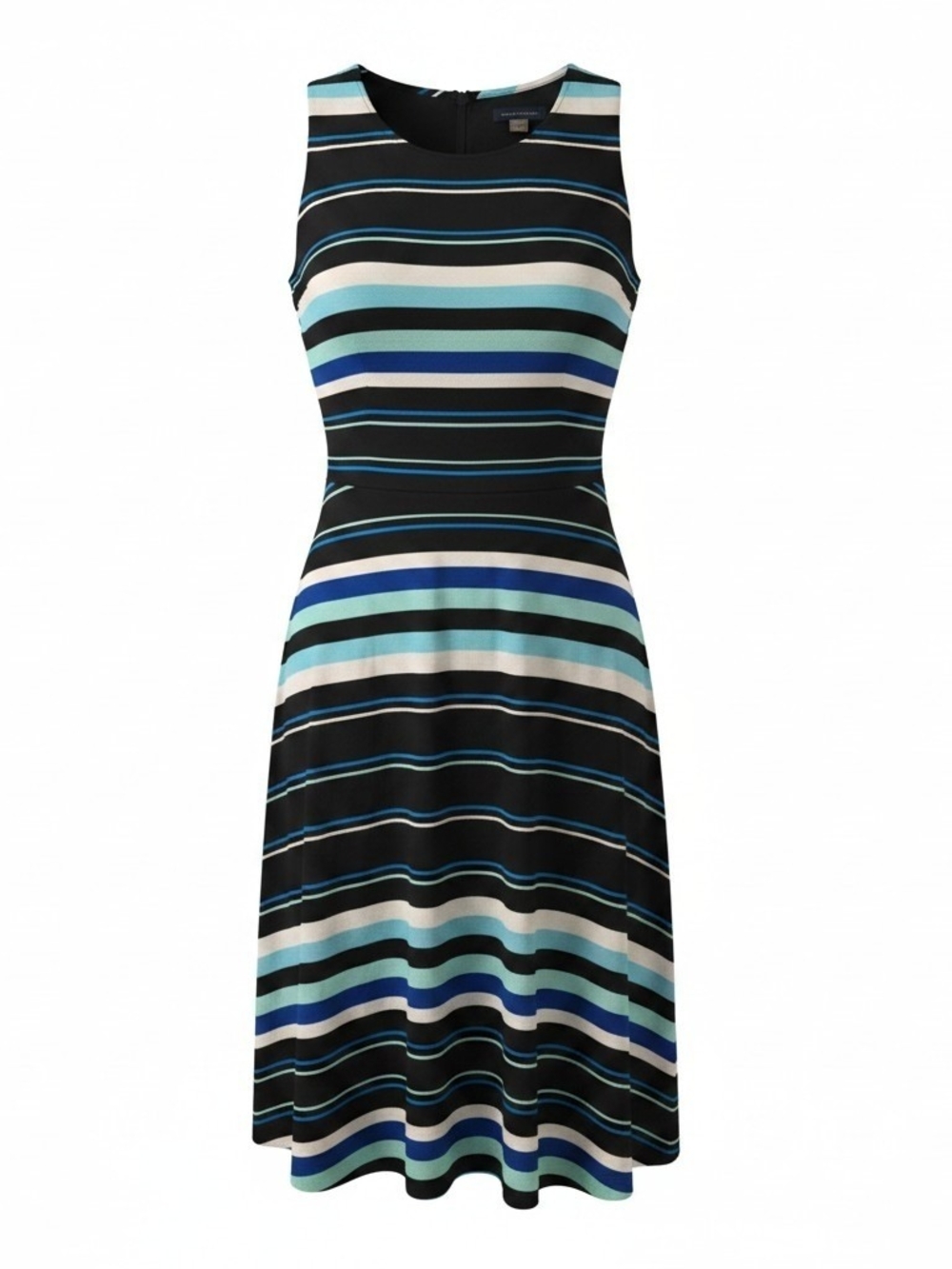 Tommy Hilfiger Sleeveless Striped Midi Dress in Black, Blue and White